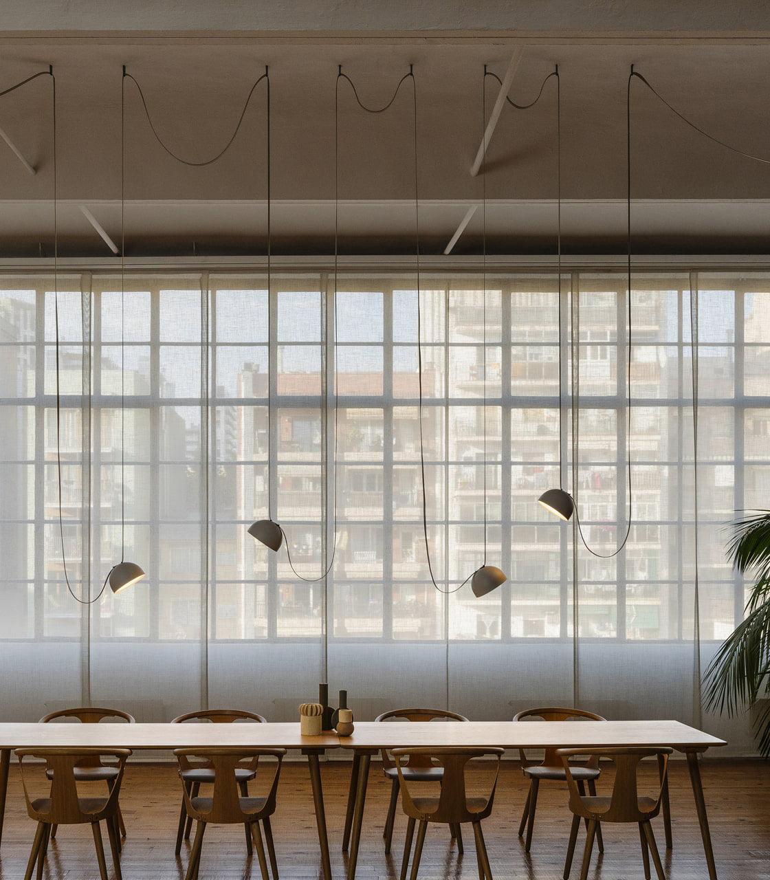 Hanglamp met Verstelbare Canvas Banden Zwart Oranje LED Geïntegreerd 360° Lichtverspreiding Modern Design | Sulvida