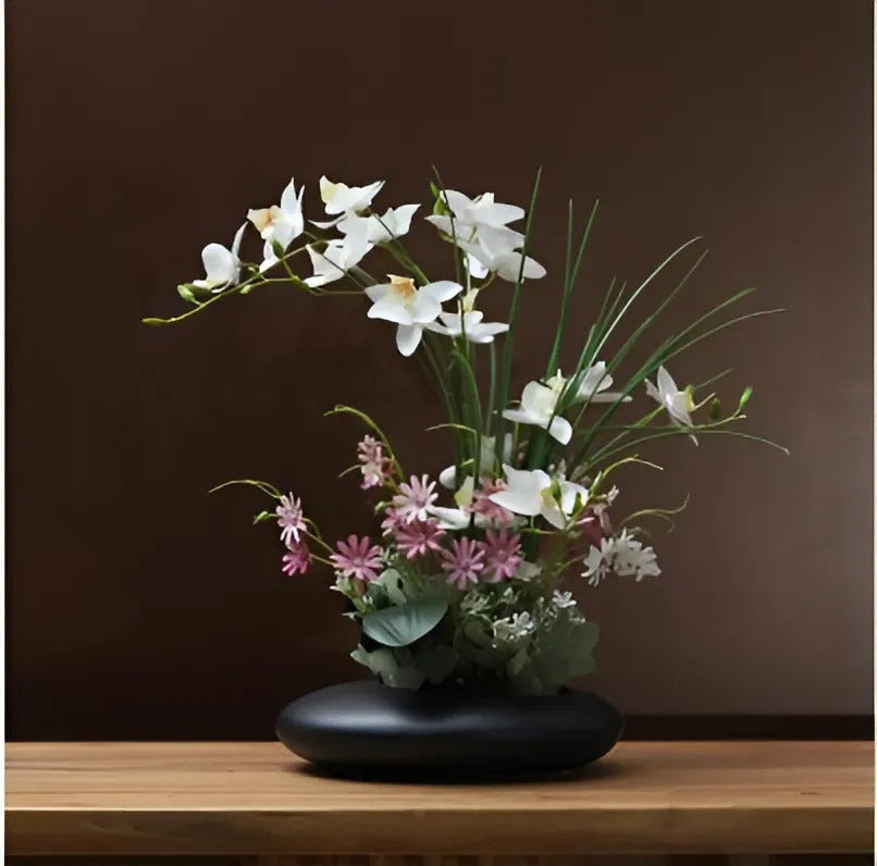 Keramische Duifvaas met Orchidee Decoratiebloemen Tafelstuk Woondecoratie Interieurobject Woonkamer Sfeer | Sulvida