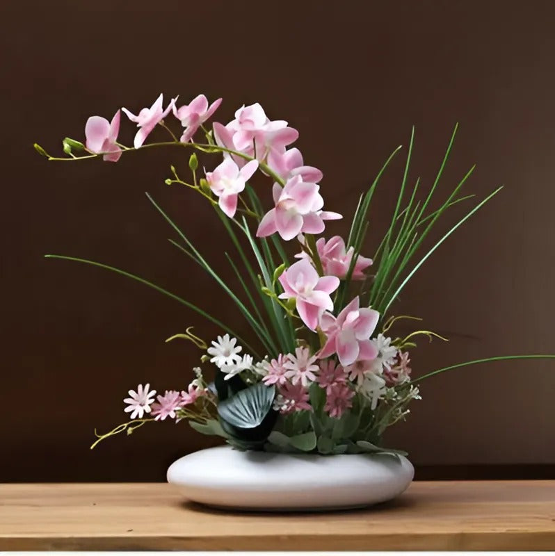 Keramische Duifvaas met Orchidee Decoratiebloemen Tafelstuk Woondecoratie Interieurobject Woonkamer Sfeer | Sulvida