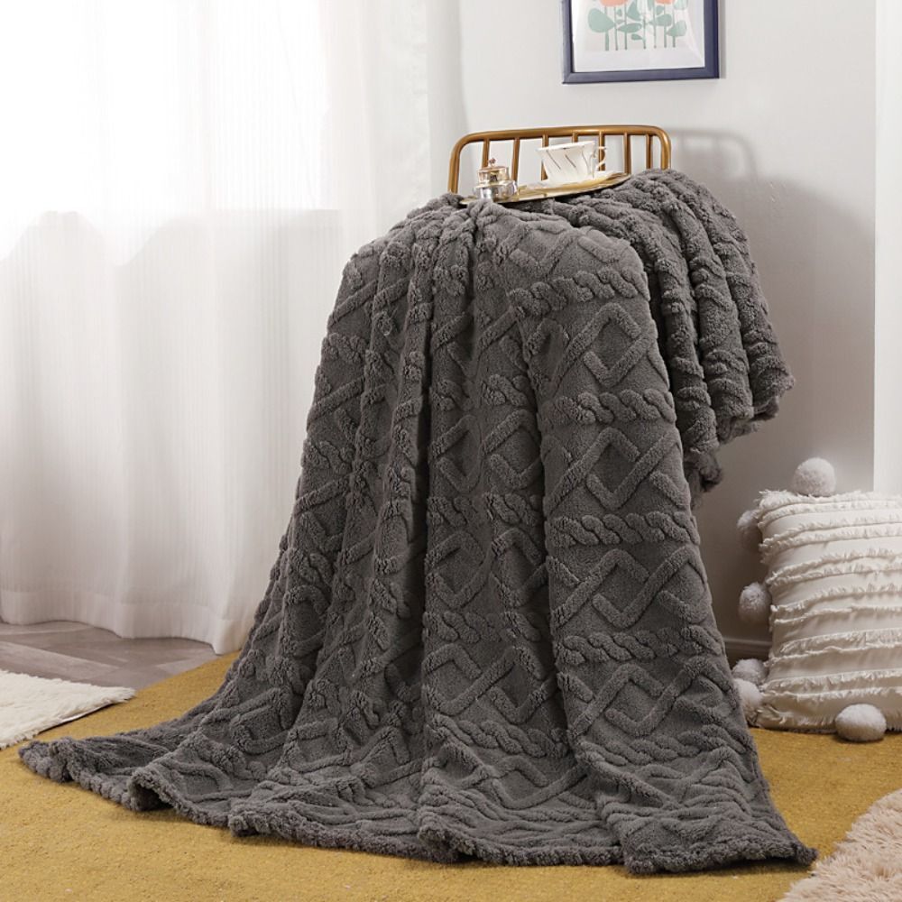 3D Fleece Plaid met Luxe Structuur Zachte Deken voor Bed Bank Woonkamer Wol-Effect Textuur Decoratief Slaapkamer | Sulvida