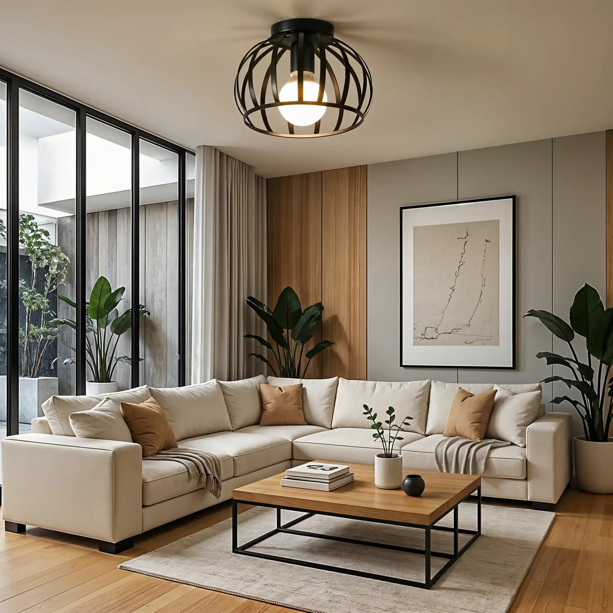 Industriële Plafondlamp Zwart Metaal met Open Kooi Design voor Gang Slaapkamer Badkamer Woonkamer E27 | Sulvida
