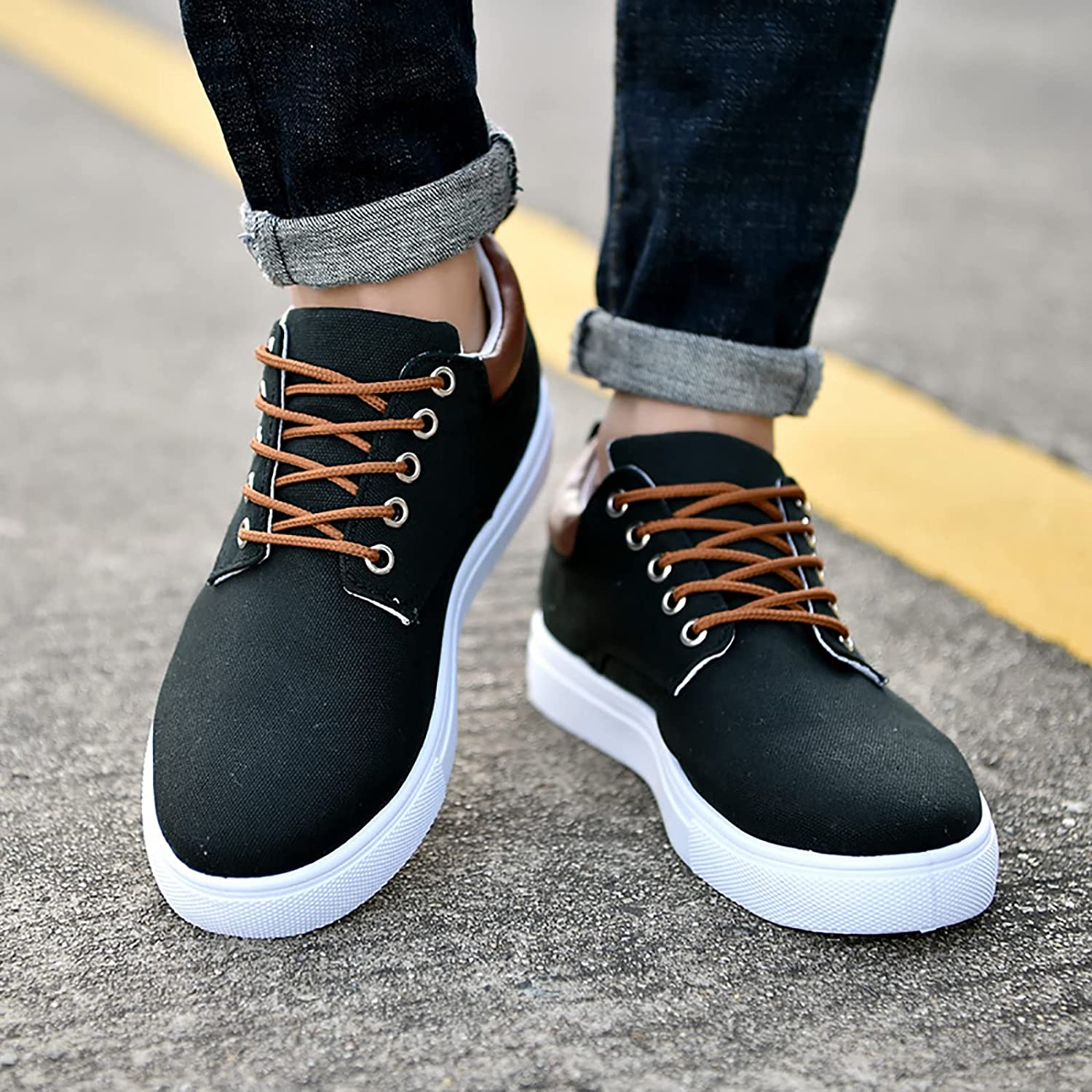 Canvas Herensneakers met Witte Zool – Stoere Sneaker voor Dames en Heren – Sportieve Platte Schoenen Maat 39-47 | Sulvida