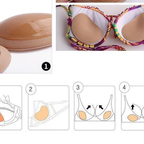 Zelfklevende Bikini Pads Zwemkleding Zwart Beige Waterbestendig Push-Up Inlegkussens BH Cups Badmode | Sulvida