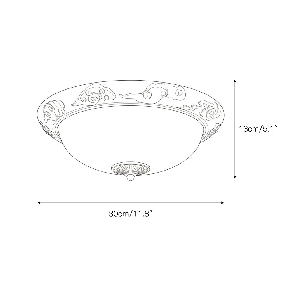 Ronde plafondlamp met glazen kap metalen armatuur LED verlichtingselement 30 40 50cm interieurverlichting | Sulvida