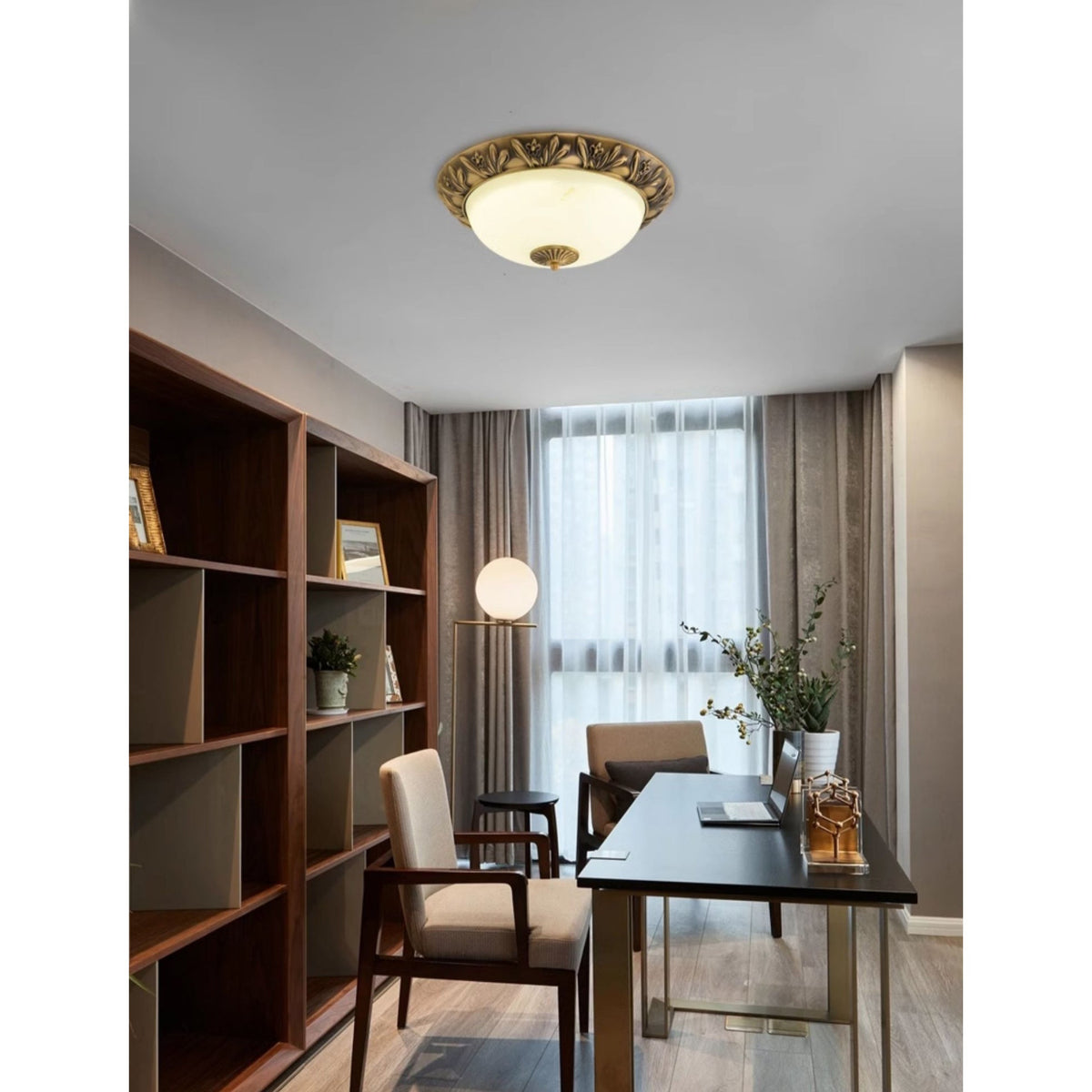 Ronde plafondlamp met glazen kap metalen armatuur LED verlichtingselement 30 40 50cm interieurverlichting | Sulvida
