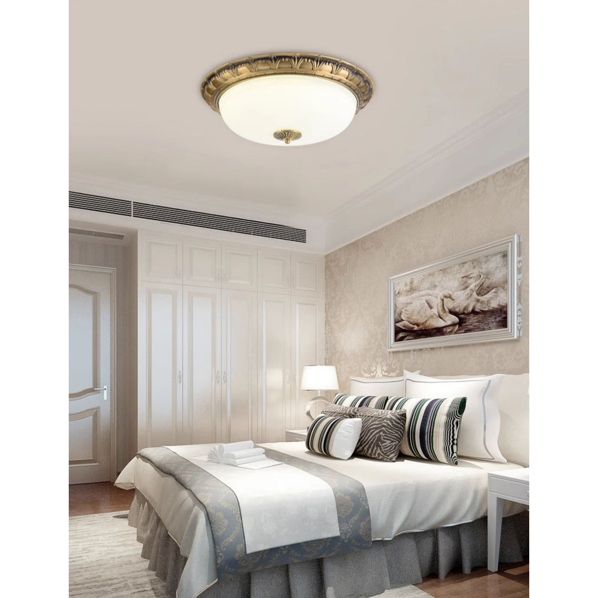 Ronde plafondlamp met glazen kap metalen armatuur LED verlichtingselement 30 40 50cm interieurverlichting | Sulvida
