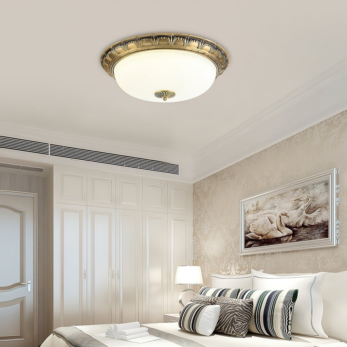 Ronde plafondlamp met glazen kap metalen armatuur LED verlichtingselement 30 40 50cm interieurverlichting | Sulvida
