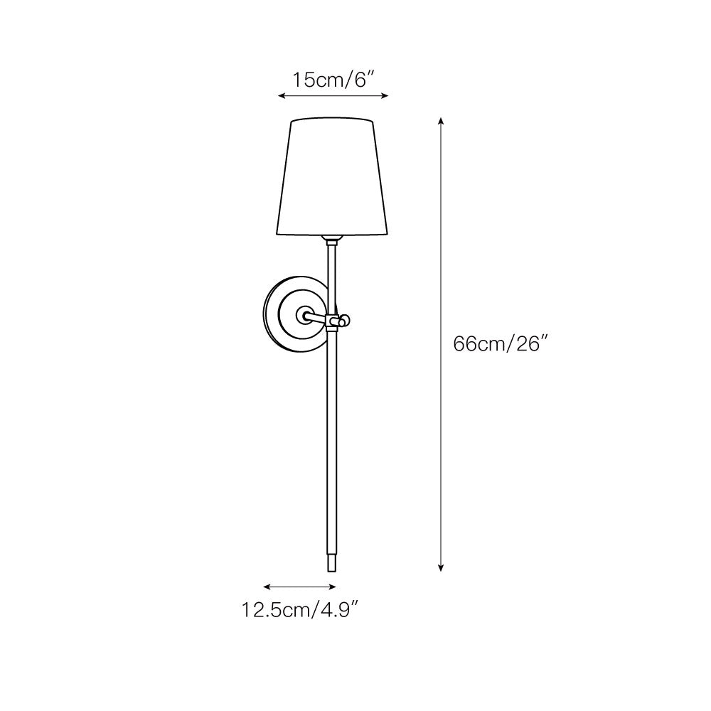 Wandlamp Messing met Stoffen Kap - Modern Minimalistisch Design - 1 of 2 Lichtpunten - Lampenfitting E27 | Sulvida