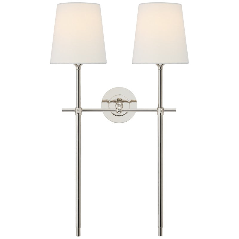 Wandlamp Messing met Stoffen Kap - Modern Minimalistisch Design - 1 of 2 Lichtpunten - Lampenfitting E27 | Sulvida