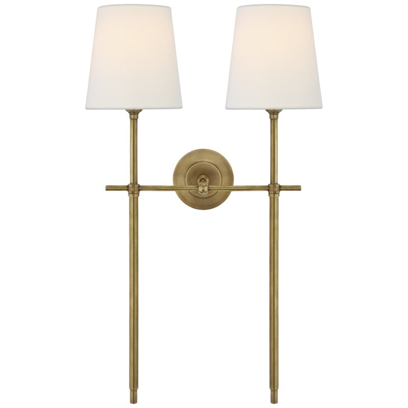 Wandlamp Messing met Stoffen Kap - Modern Minimalistisch Design - 1 of 2 Lichtpunten - Lampenfitting E27 | Sulvida