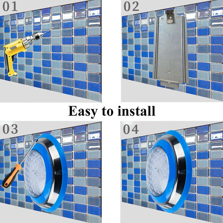 Pool-Unterwasserbeleuchtung 15 W LED aus Edelstahl zur Wandmontage, IP68 wasserdicht, Poolleuchte für den Außenbereich | Sulvida