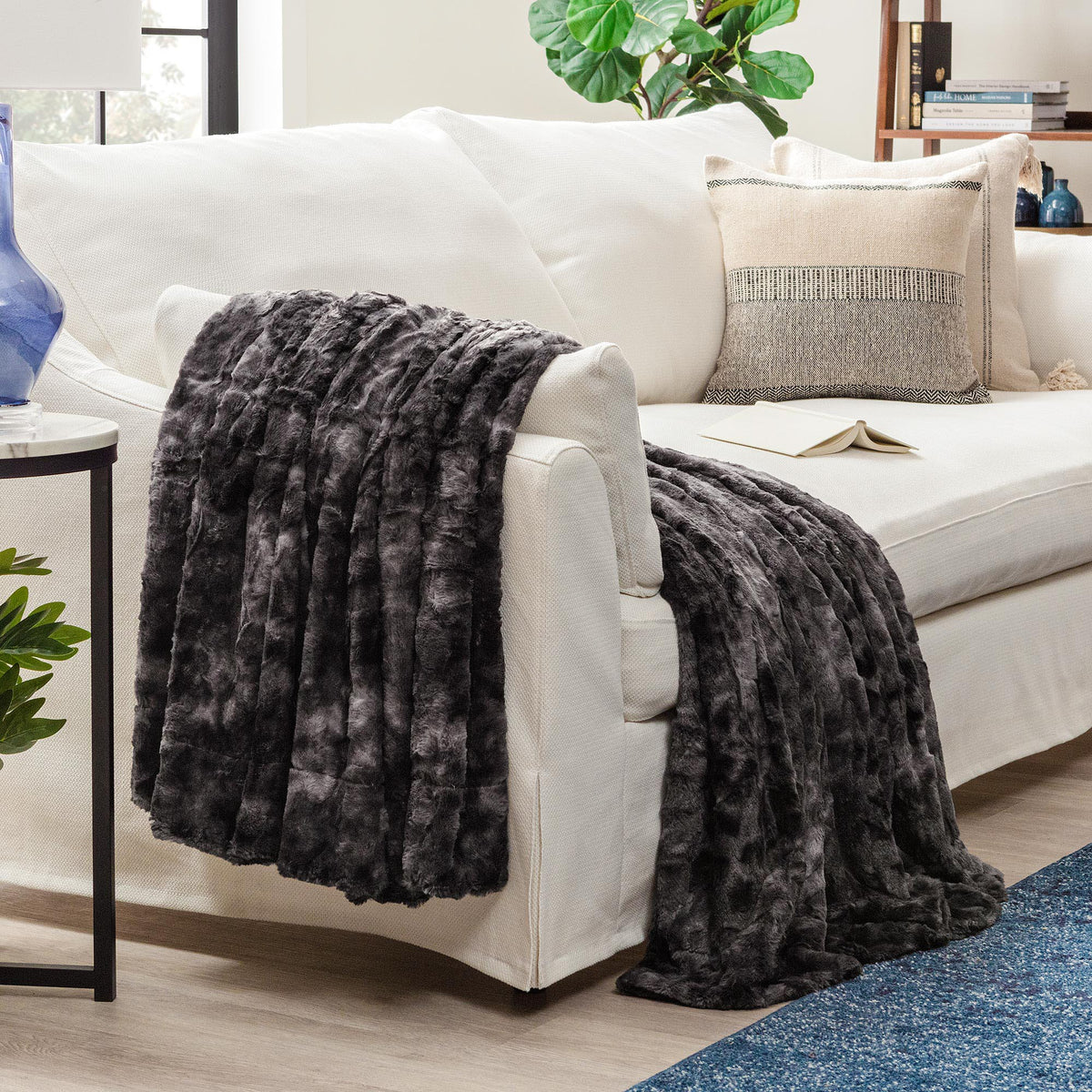 Dubbelzijdige Wolfsprint Woonplaid Extra Groot Zacht Kunstbont Fleece Deken Decoratief Warm Luxe Sofa | Sulvida