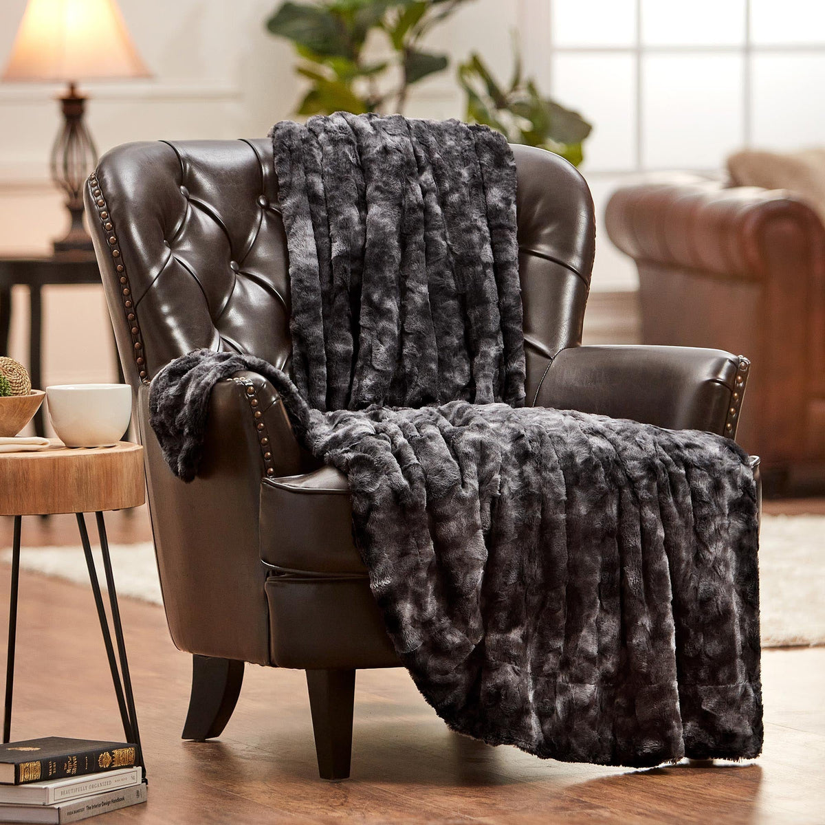 Dubbelzijdige Wolfsprint Woonplaid Extra Groot Zacht Kunstbont Fleece Deken Decoratief Warm Luxe Sofa | Sulvida