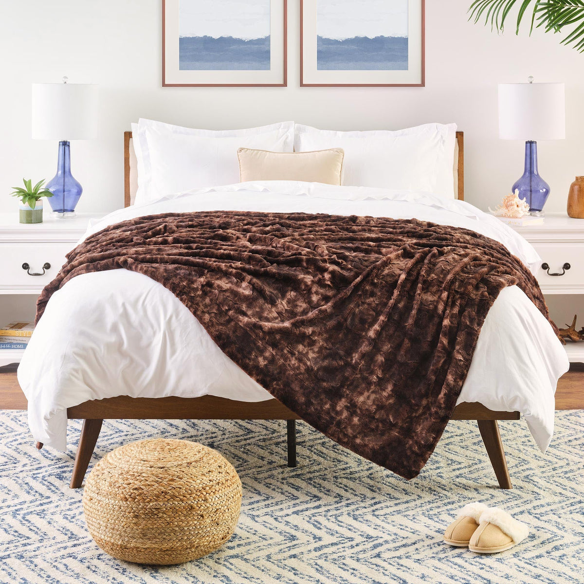 Dubbelzijdige Wolfsprint Woonplaid Extra Groot Zacht Kunstbont Fleece Deken Decoratief Warm Luxe Sofa | Sulvida
