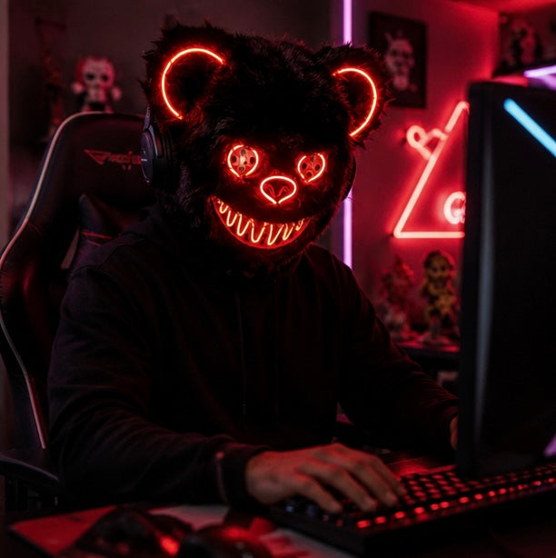 LED Verlichte Horrormask Beer Griezelig Carnavalsmasker Feestdecoratie Cosplay Halloween Props Verkleedpartij | Sulvida