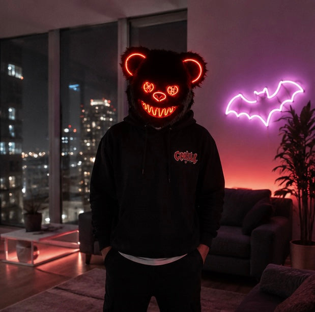 LED Verlichte Horrormask Beer Griezelig Carnavalsmasker Feestdecoratie Cosplay Halloween Props Verkleedpartij | Sulvida