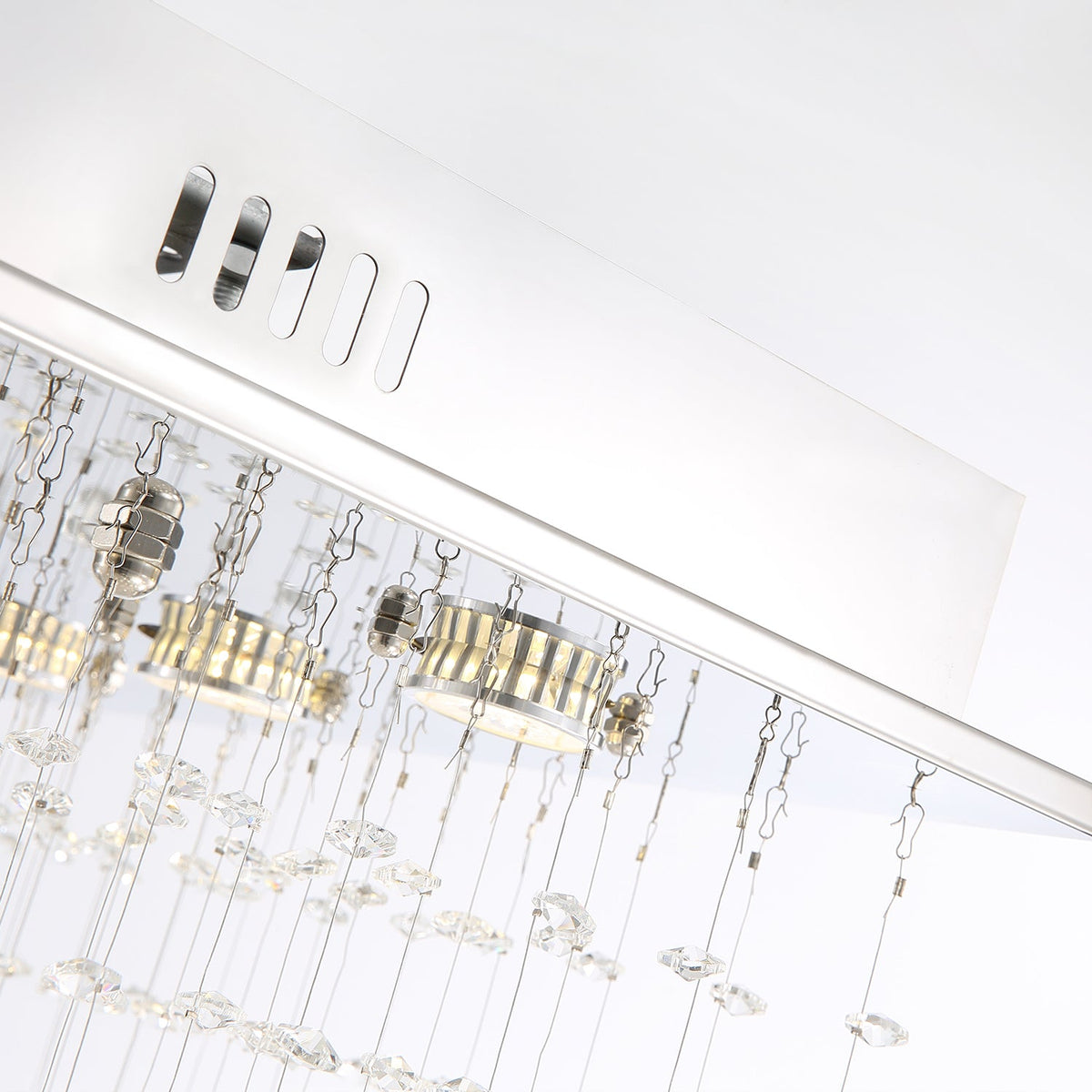 Kristallen Kroonluchter Rechthoekig Wolken Design Chroom Plafondlamp Modern Luxe Eetkamer Hangverlichting | Sulvida