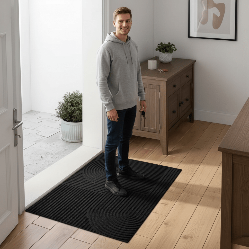 Absorberende Deurmat met Golvend Lijnenpatroon Wasbaar Antislip 45x75 60x90 cm voor Entree Hal Badkamer | Sulvida