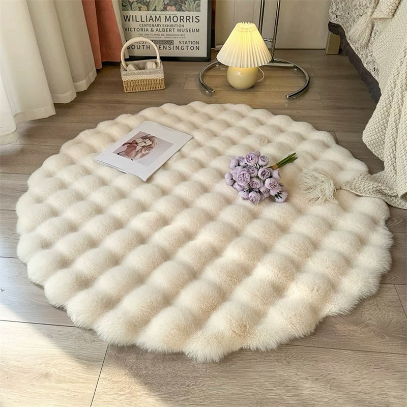 Rond Hoogpolig Vloerkleed Antislip Zachte Kunstbont Woonkamer Slaapkamer Speelhoek Modern Stijlvol Interieur | Sulvida