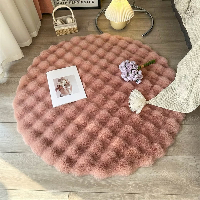 Rond Hoogpolig Vloerkleed Antislip Zachte Kunstbont Woonkamer Slaapkamer Speelhoek Modern Stijlvol Interieur | Sulvida