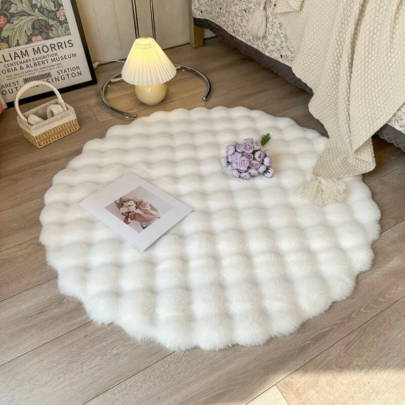 Rond Hoogpolig Vloerkleed Antislip Zachte Kunstbont Woonkamer Slaapkamer Speelhoek Modern Stijlvol Interieur | Sulvida