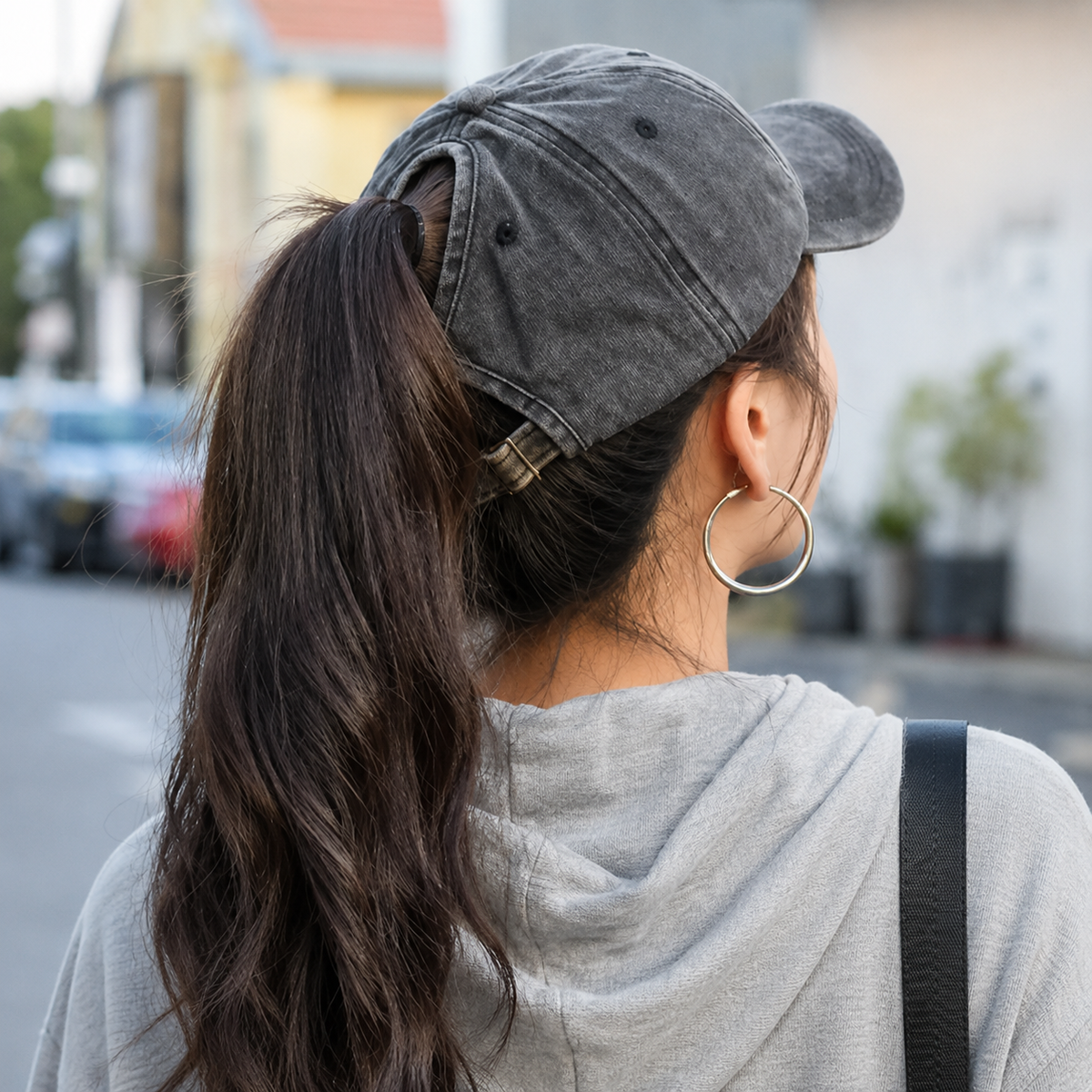 Baseballcap met Haaropening voor Paardenstaart – Washed Vintage Stijl Sportpet met Verstelbare Achterkant | Sulvida