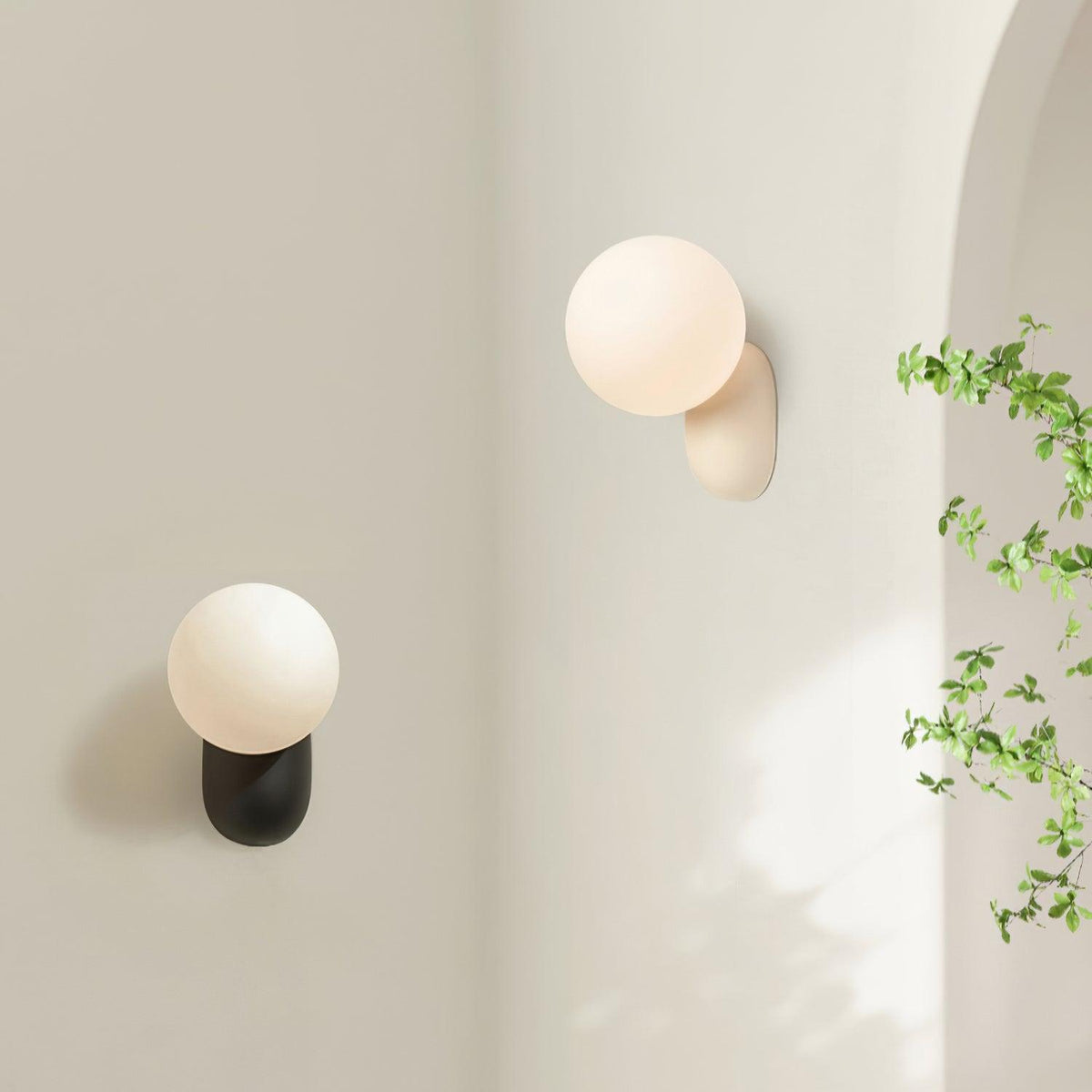 Minimalistische Wandlamp met Glazen Bol Sfeervolle Muuverlichting Roze Zwart Wit Grijs Retro Slaapkamer | Sulvida