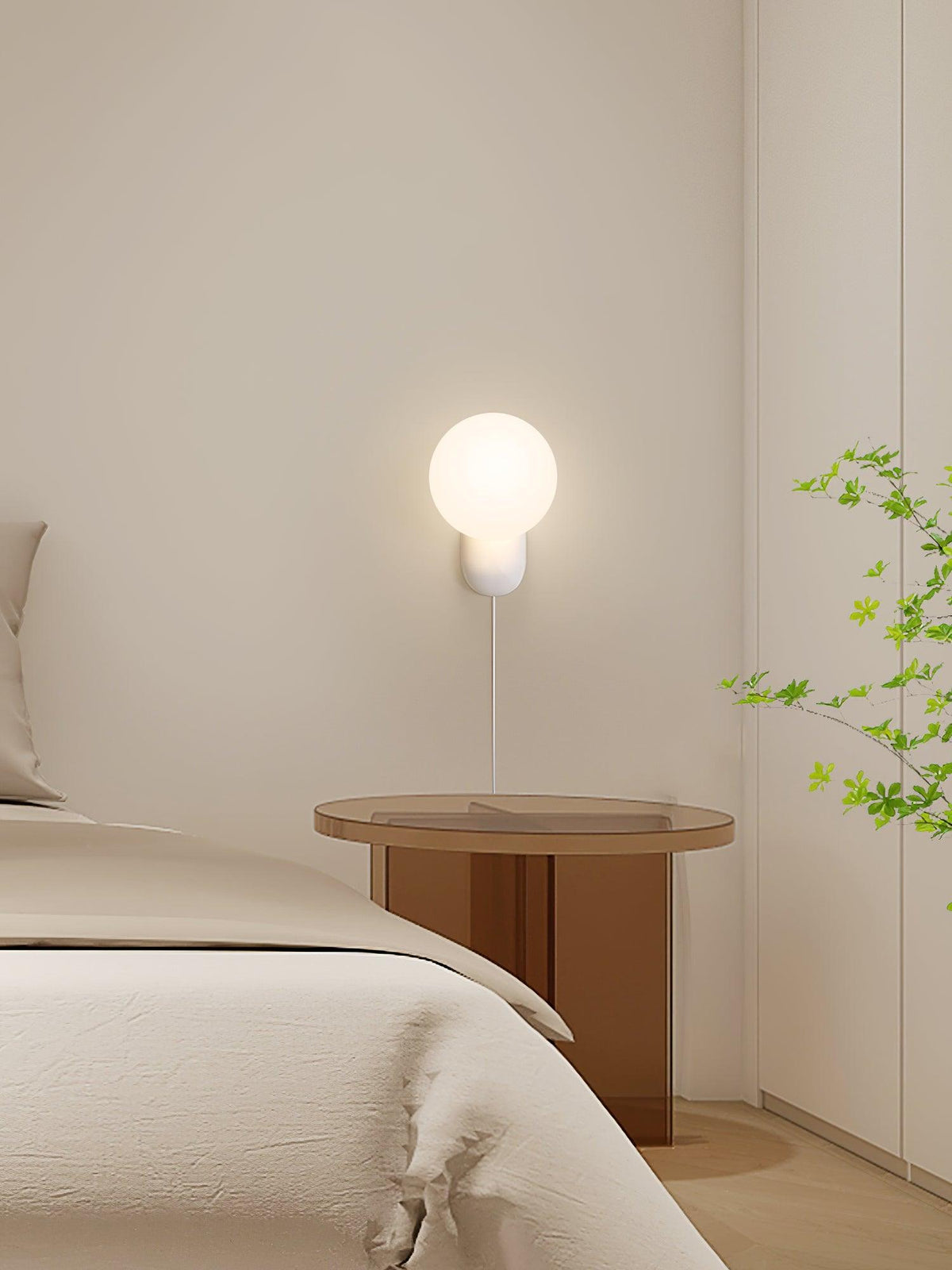 Minimalistische Wandlamp met Glazen Bol Sfeervolle Muuverlichting Roze Zwart Wit Grijs Retro Slaapkamer | Sulvida