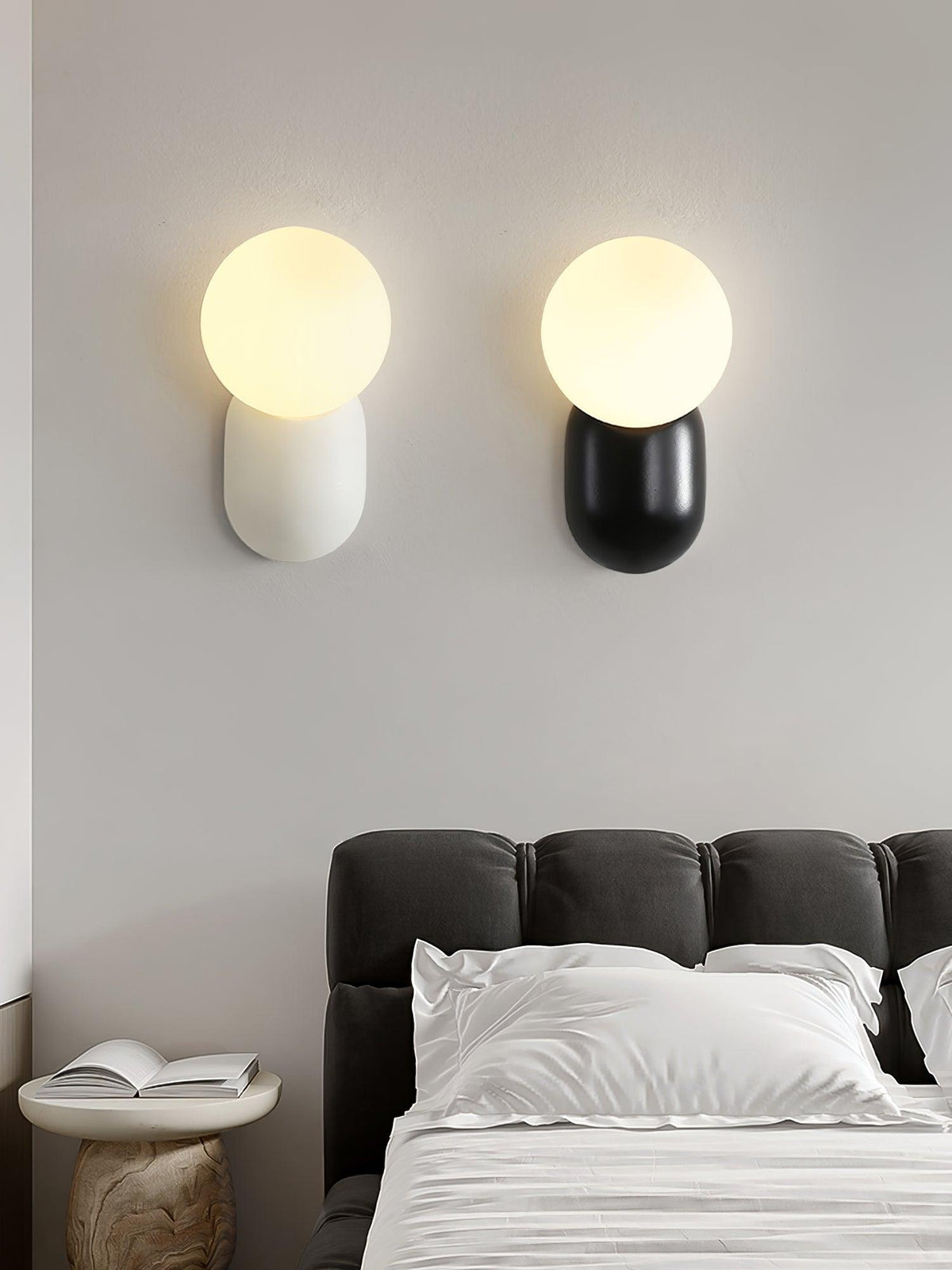 Minimalistische Wandlamp met Glazen Bol Sfeervolle Muuverlichting Roze Zwart Wit Grijs Retro Slaapkamer | Sulvida