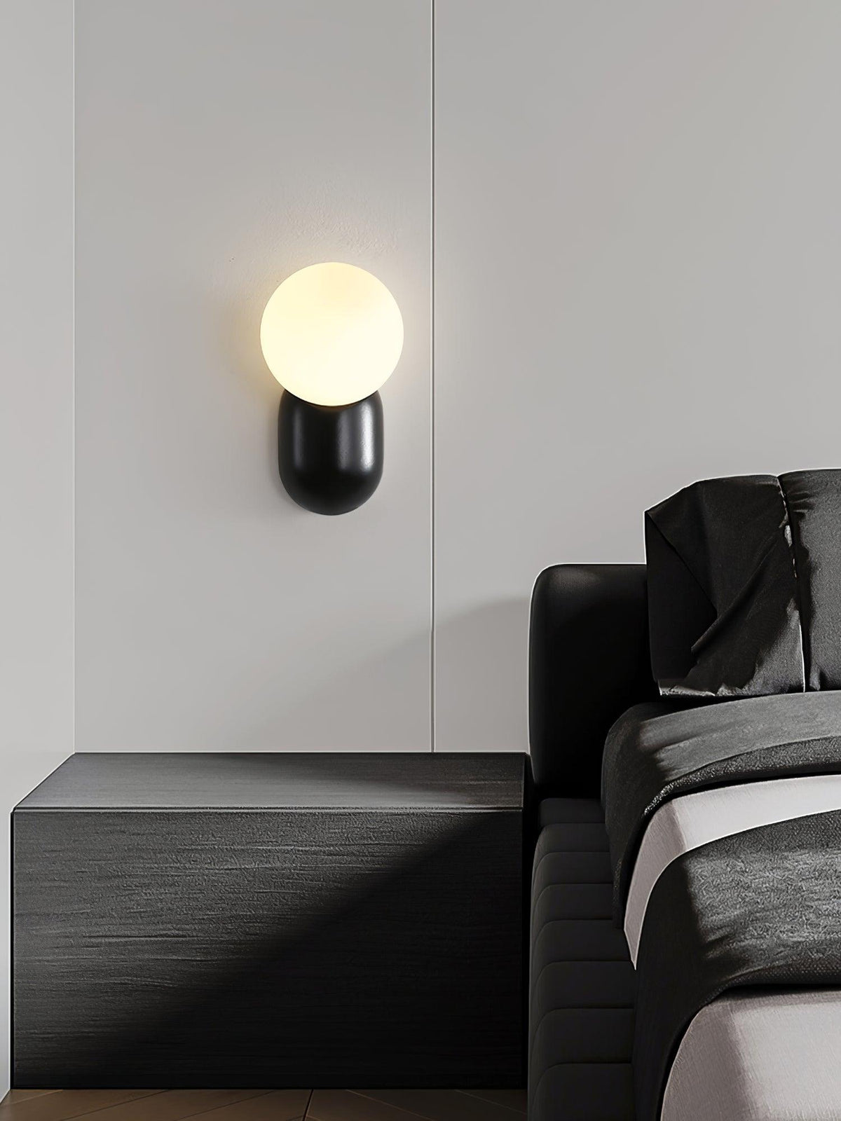 Minimalistische Wandlamp met Glazen Bol Sfeervolle Muuverlichting Roze Zwart Wit Grijs Retro Slaapkamer | Sulvida