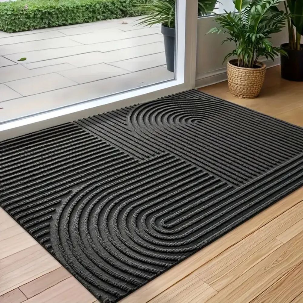 Gebogen Lijnstructuur Deurmat PVC Microfiber Antislip Entreedeken voor Hal Gang Terras Keuken Voordeur | Sulvida