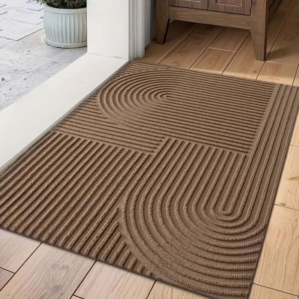 Gebogen Lijnstructuur Deurmat PVC Microfiber Antislip Entreedeken voor Hal Gang Terras Keuken Voordeur | Sulvida