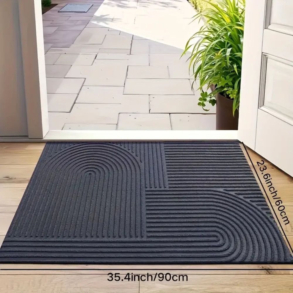 Gebogen Lijnstructuur Deurmat PVC Microfiber Antislip Entreedeken voor Hal Gang Terras Keuken Voordeur | Sulvida