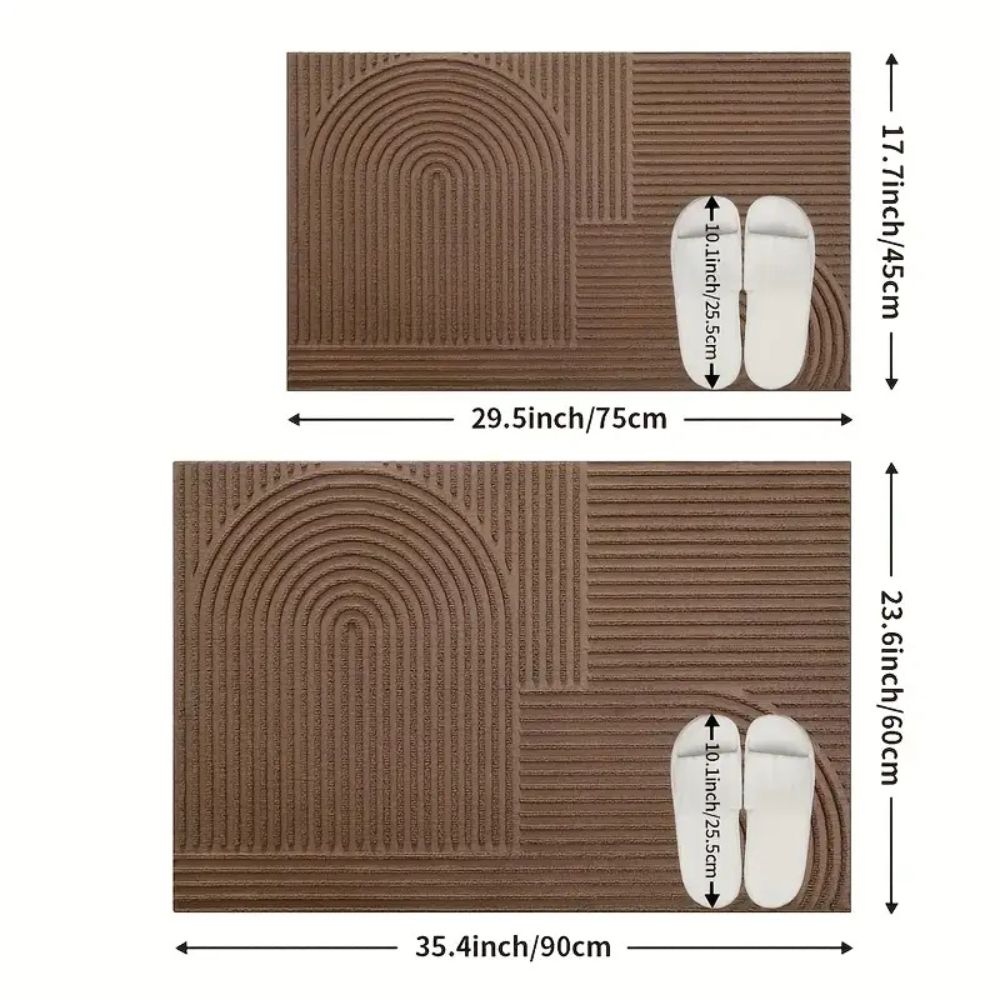 Gebogen Lijnstructuur Deurmat PVC Microfiber Antislip Entreedeken voor Hal Gang Terras Keuken Voordeur | Sulvida
