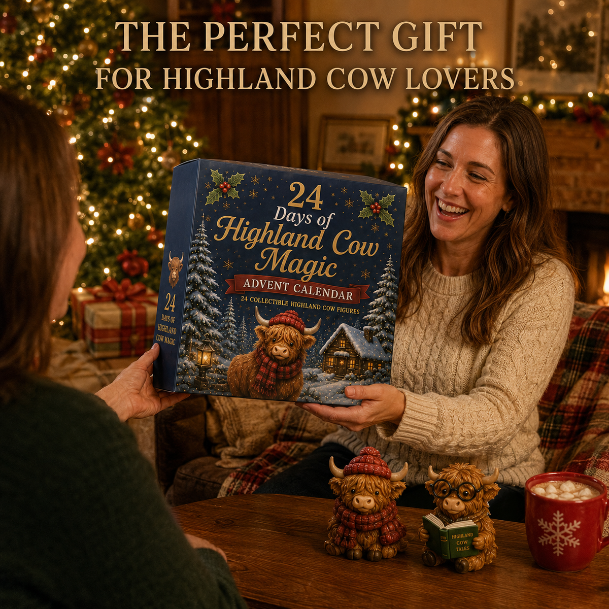 Adventskalender Highland Koe 24 Dagen Kerst Verzamelfiguren Countdown Decoratie Cadeau Dierenliefhebbers | Sulvida