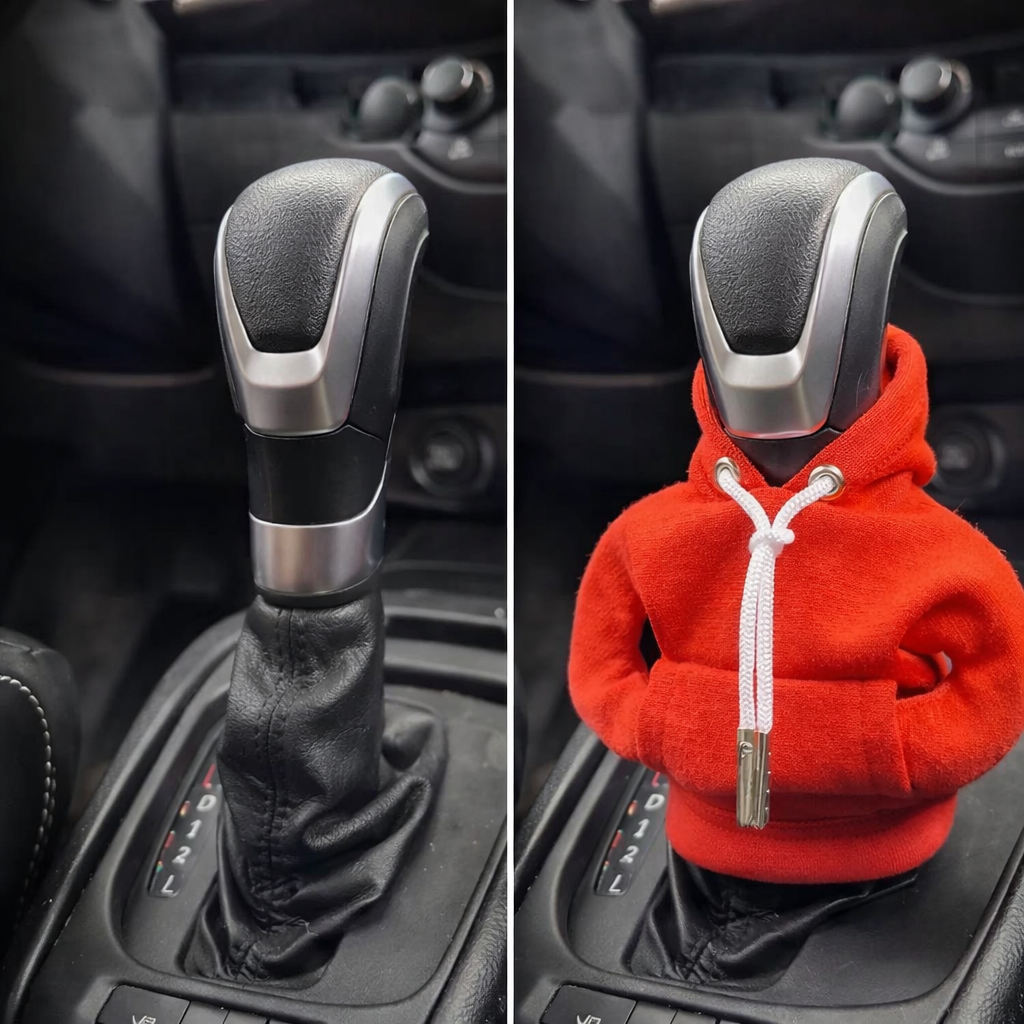 Mini housse de levier de vitesse en forme de sweat à capuche, accessoire décoratif amusant pour l'intérieur de la voiture, noir, orange, vert, sportif | Sulvida
