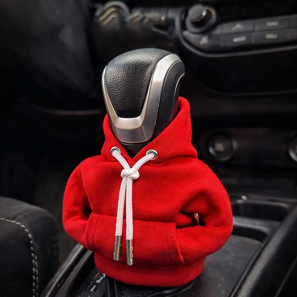 Mini housse de levier de vitesse en forme de sweat à capuche, accessoire décoratif amusant pour l'intérieur de la voiture, noir, orange, vert, sportif | Sulvida