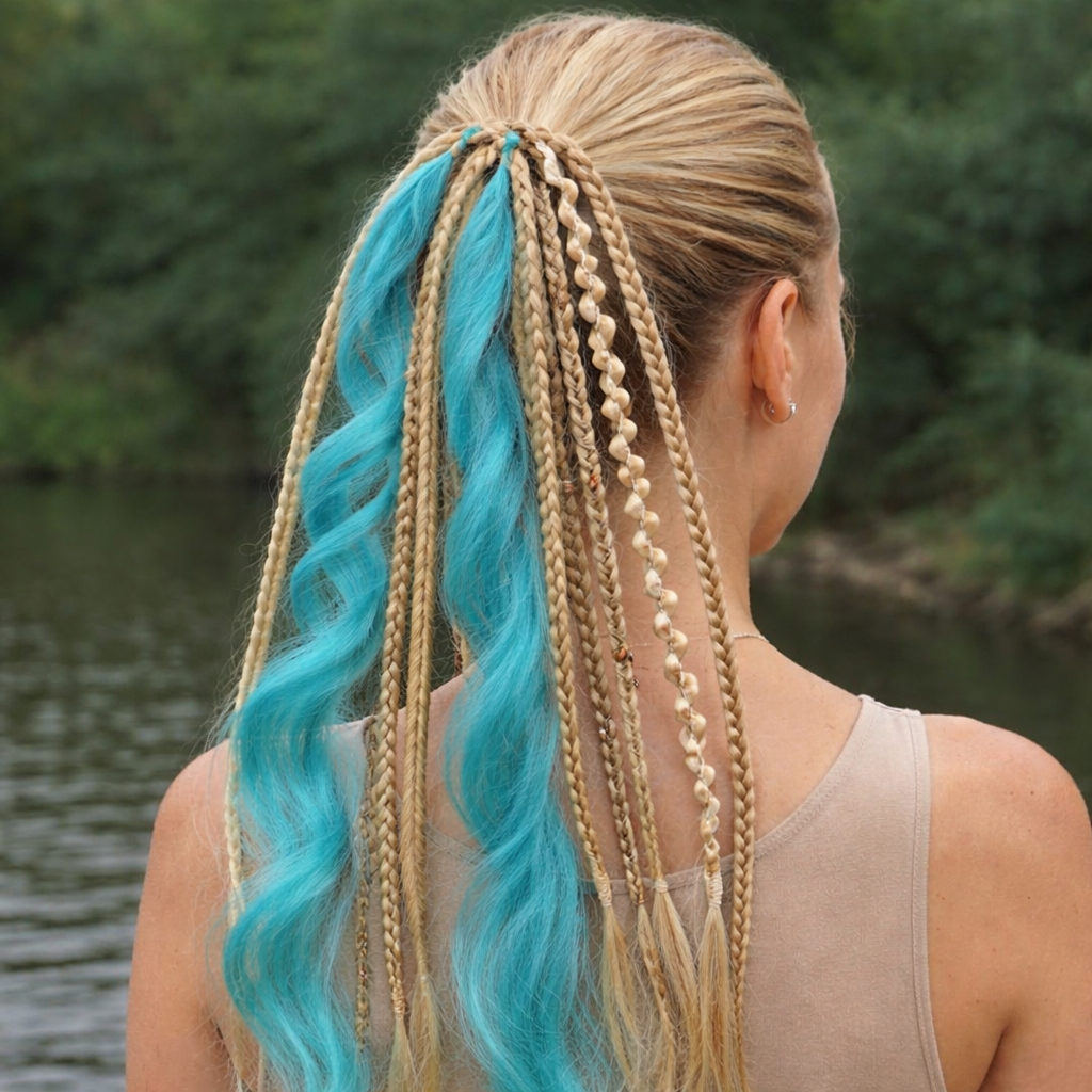 Dreadlock-Ponytail met Kralen Shells Boho Haarstyling Festival Accessoire Hippie Haar Extensie Ibiza Look | Sulvida