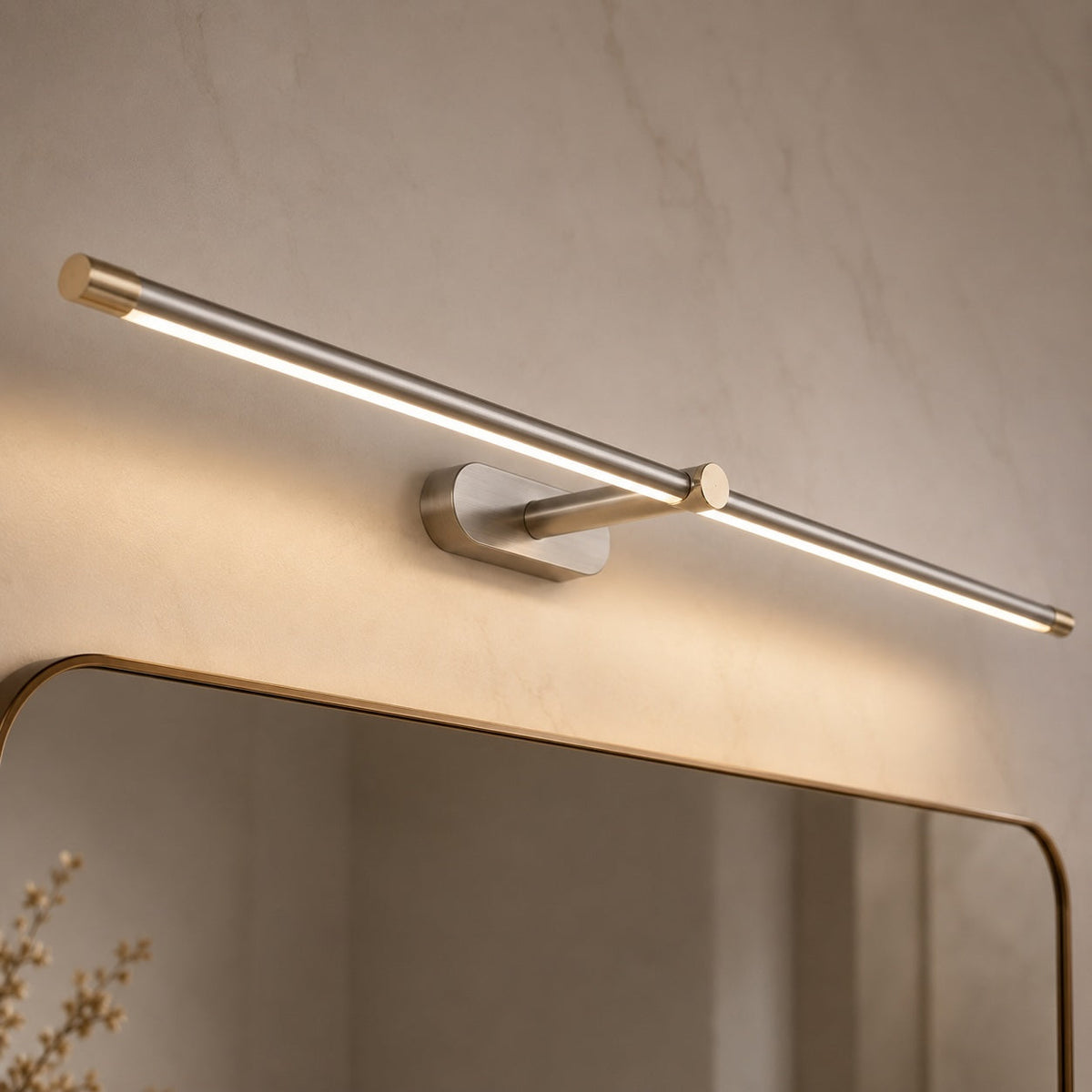 Applique murale LED linéaire de 68-127 cm, noir mat, blanc, doré ou nickel, à intensité variable, blanc chaud, froid ou neutre, moderne, pour salle de bain et miroir | Sulvida