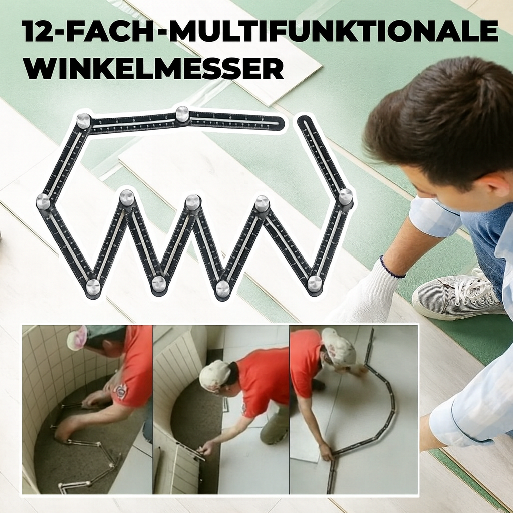 Outil universel de mesure d’angles à 12 branches, instrument de mesure flexible pour carrelage, bois, sols stratifiés et travaux manuels | Sulvida