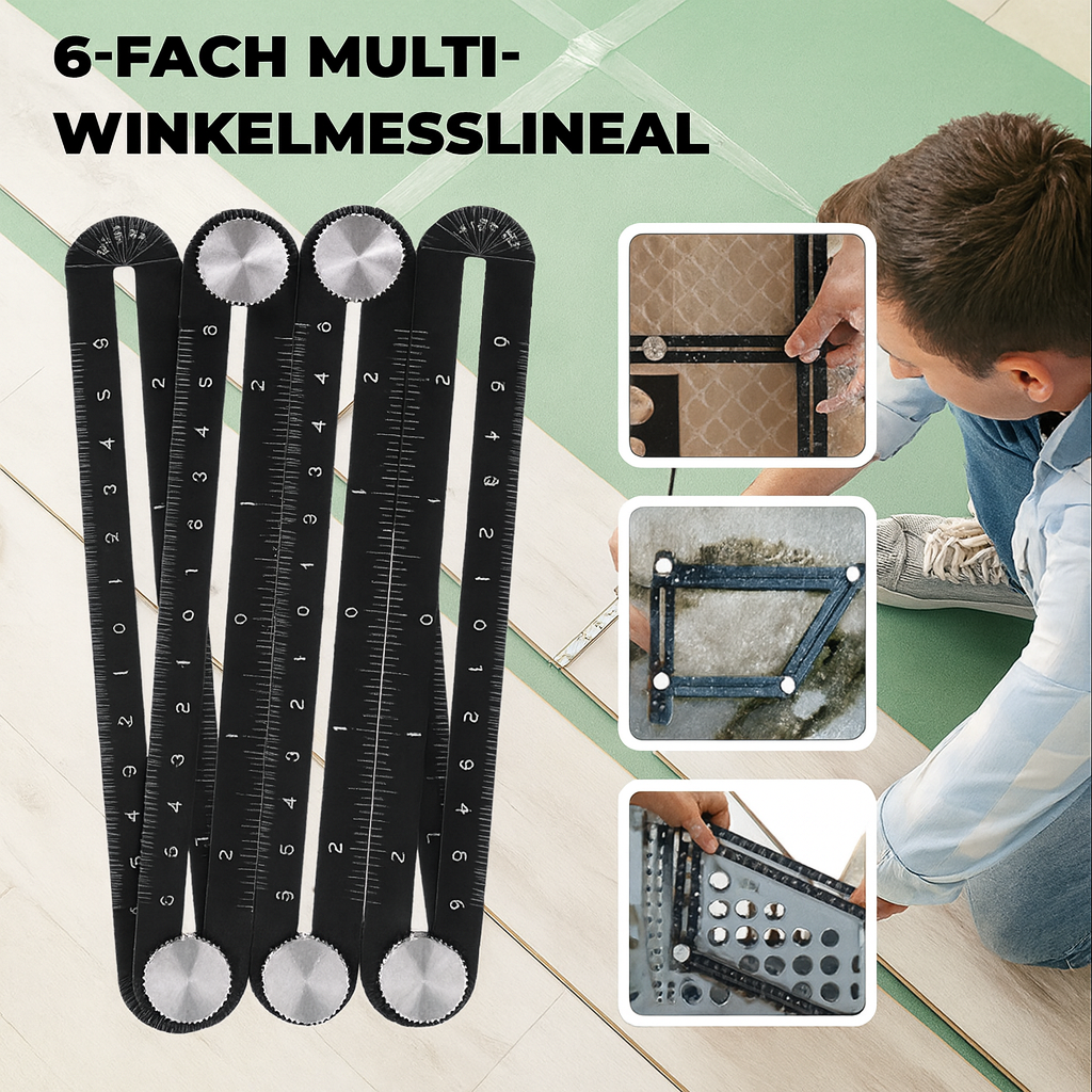 Outil universel de mesure d’angles à 12 branches, instrument de mesure flexible pour carrelage, bois, sols stratifiés et travaux manuels | Sulvida