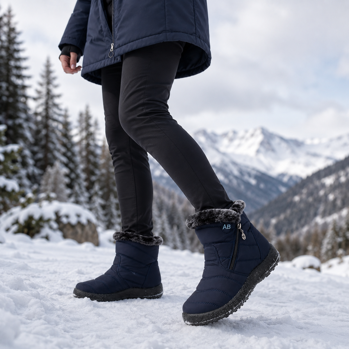 Waterdichte Enkelhoge Winterlaarzen Dames Fleece Gevoerd Antislip Rubberzool Ritssluiting Warm Comfortabel | Sulvida