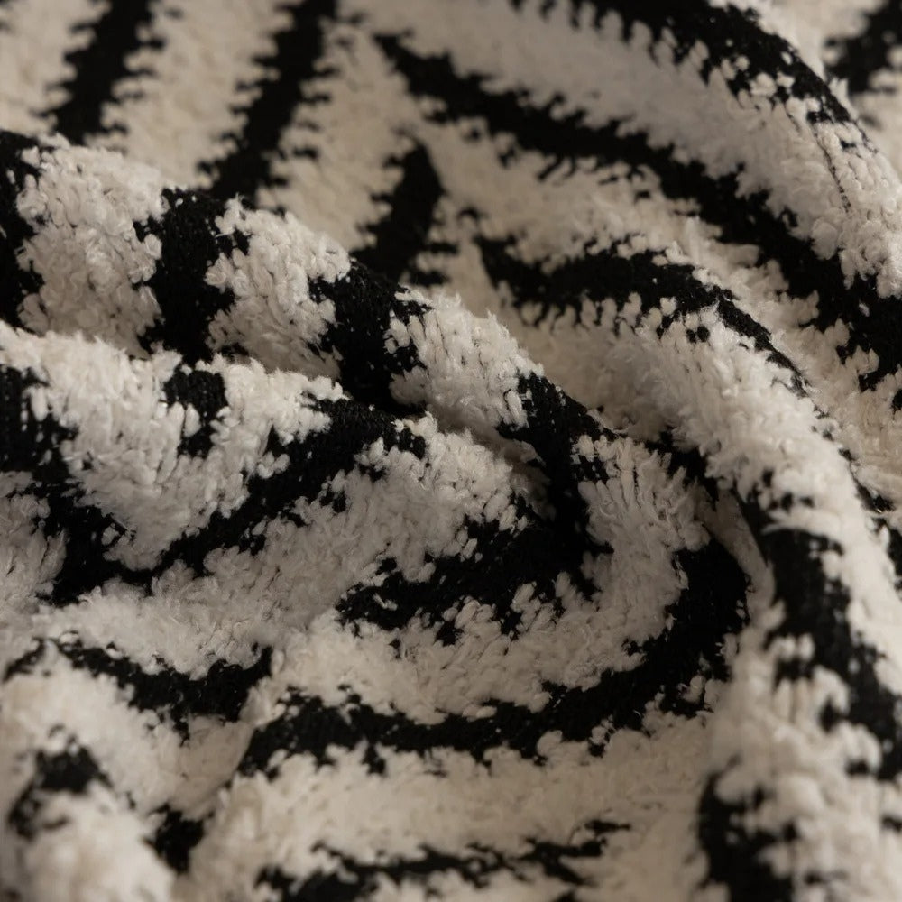 Chevron bankkleed met franjes terracotta ivoor antraciet jacquard geweven bankdeken decoratieve plaid woonkamer | Sulvida