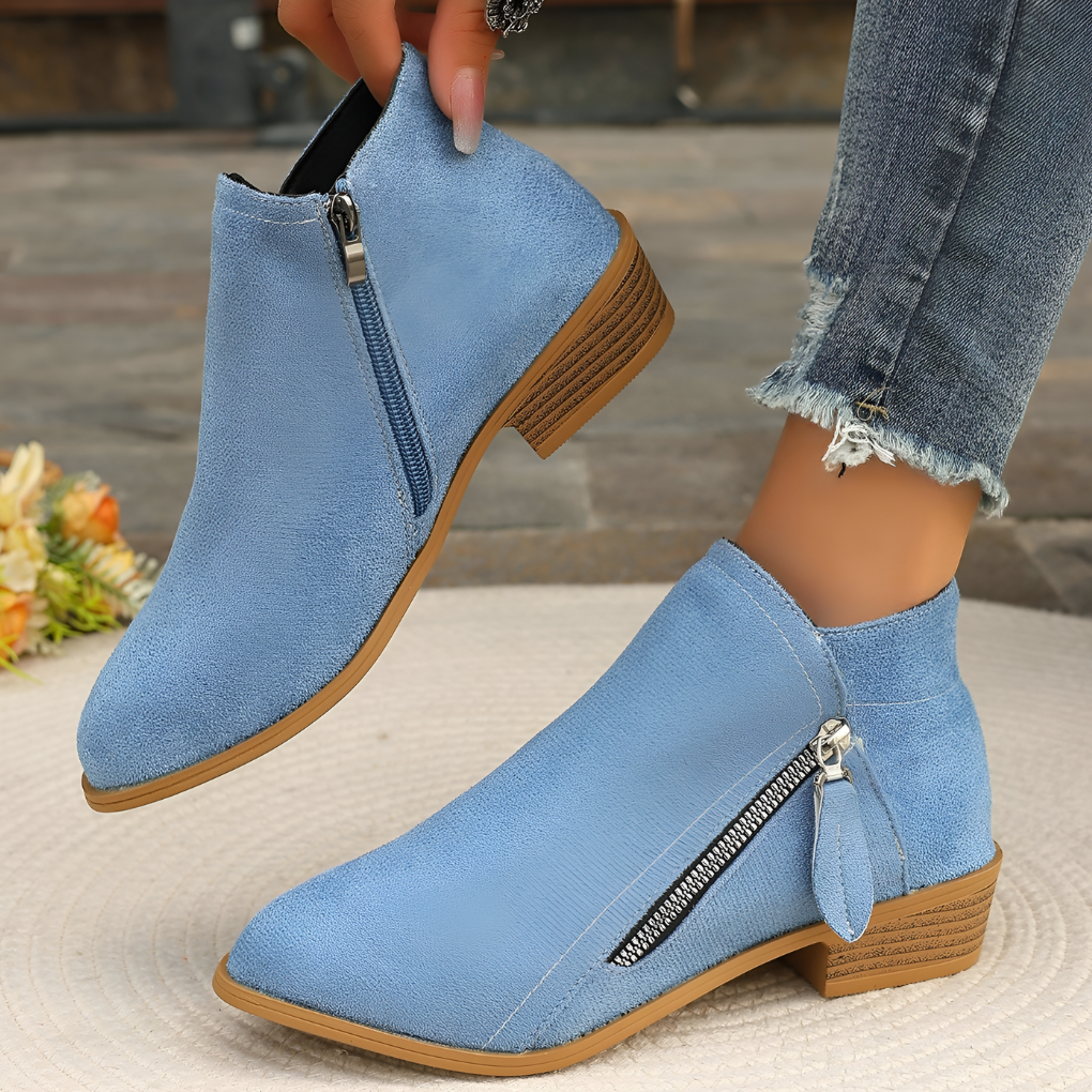 Dames Enkellaarzen met Rits Suède Zwart Beige Blauw Kaki Comfortabel Stijlvol Herfst Winter Dagelijks | Sulvida