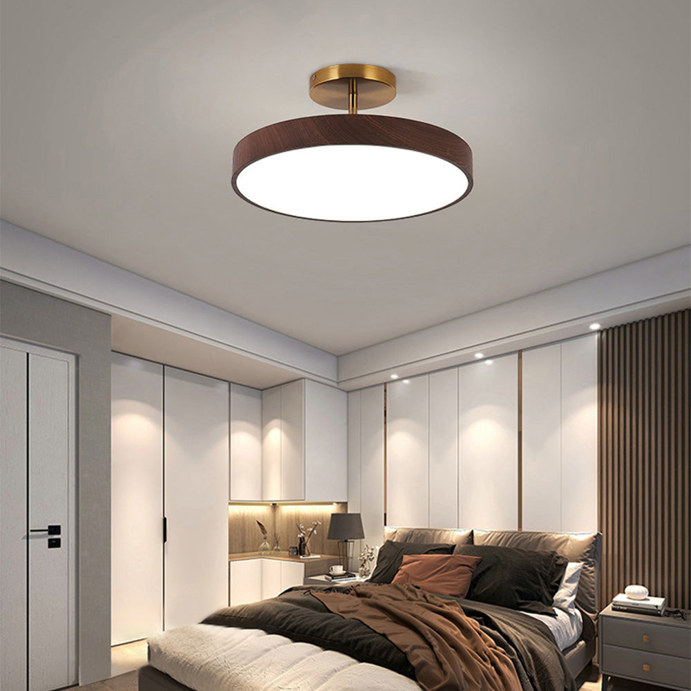 Plafondlamp Scandinavische Stijl Hout & Goudkleurig Montuur Wit Licht D30 × H17 cm Woonkamer Eetkamer | Sulvida