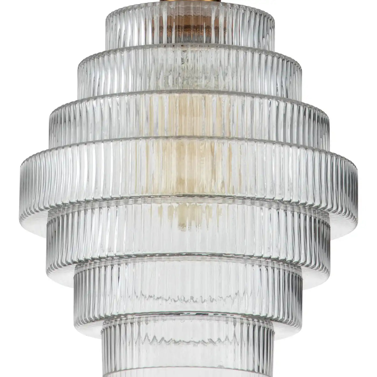 Geribbelde glazen hanglamp gelaagd flessendesign Art Deco vintage eetkamer keuken woonkamer slaapkamer | Sulvida