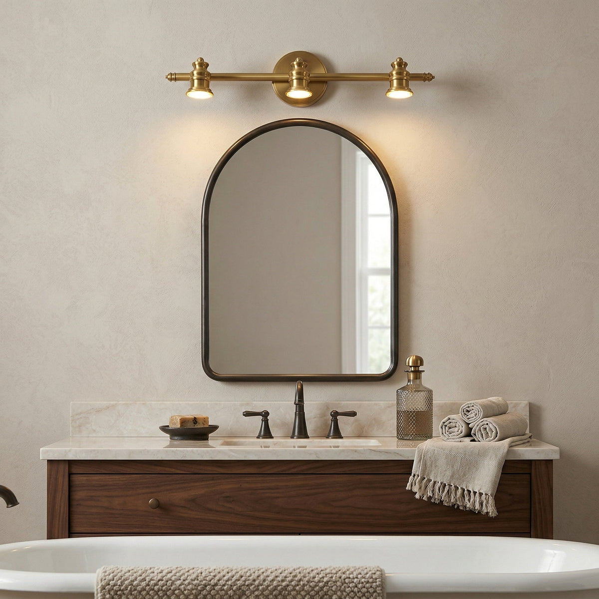 Messing Wandlamp met Verstelbare Spots Brons Vintage Spotverlichting Hal Woonkamer Eetkamer Zwenkbaar | Sulvida