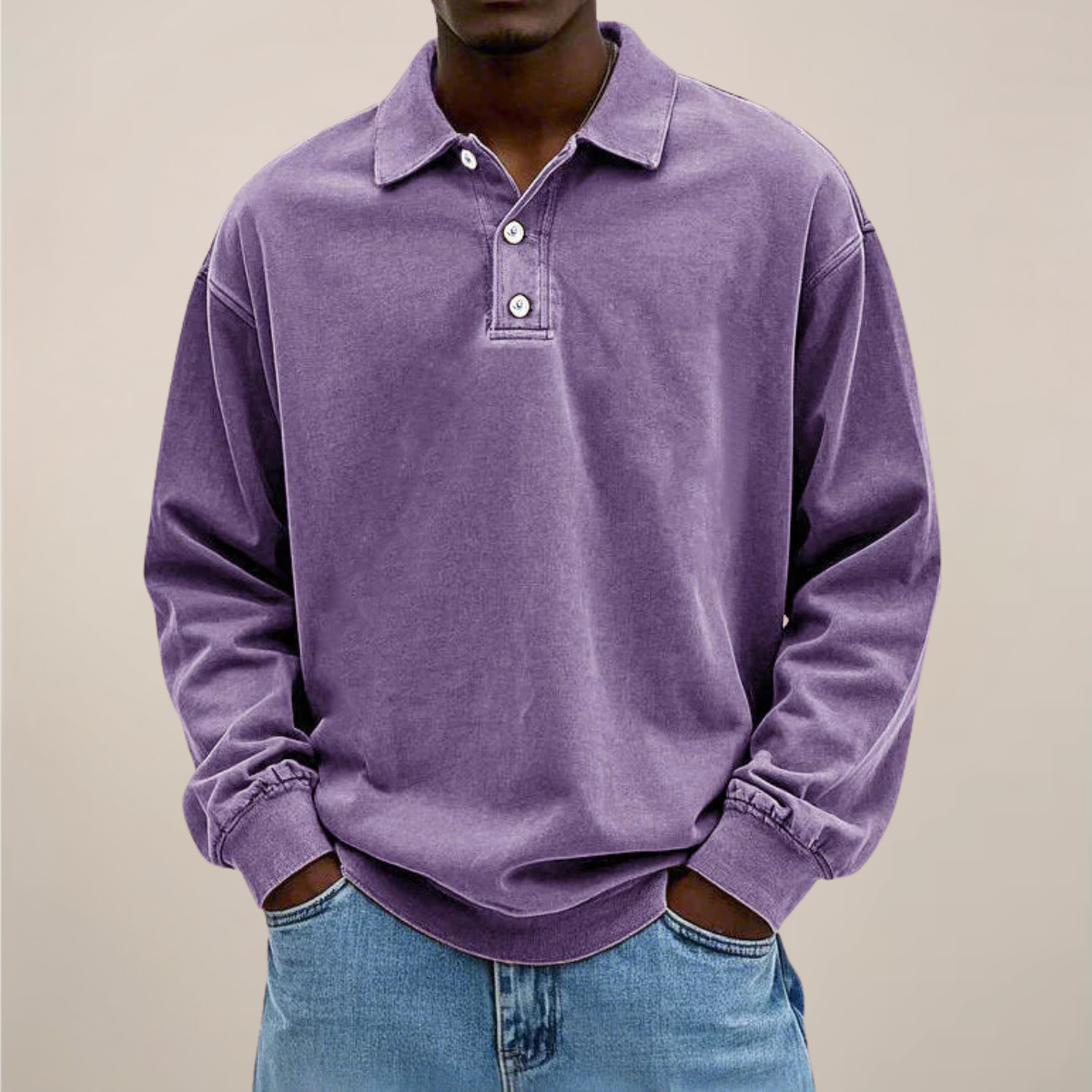 Heren Poloshirt Lange Mouw met Knoopsluiting Comfortabele Pasvorm Casual Stijl voor Dagelijks Kantoor en Vrije Tijd | Sulvida