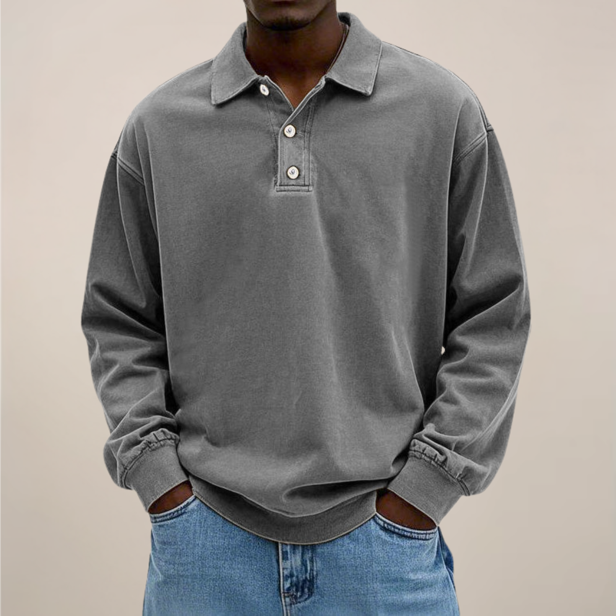 Heren Poloshirt Lange Mouw met Knoopsluiting Comfortabele Pasvorm Casual Stijl voor Dagelijks Kantoor en Vrije Tijd | Sulvida