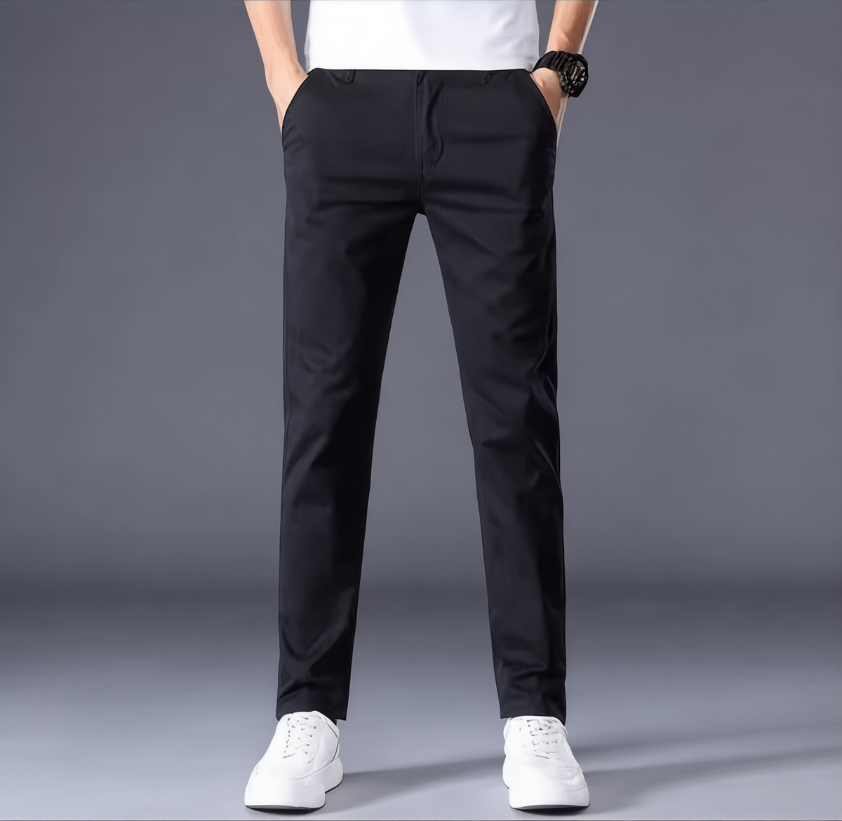 Heren Pantalon Slim Fit met Strakke Pasvorm en Riemlussen voor Zakelijke Look en Casual Dagelijks Gebruik | Sulvida